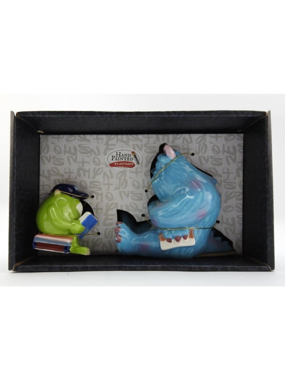 Disney Pixar Monsters Inc Sulley Mike Salt Pepper Shakers Hand Painted NIB